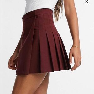Asos design pleated mini skirt in claret Clearance